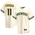M.Brewers #11 Jackson Chourio Player Cream Home Game Qdoa Stitched Jerseys