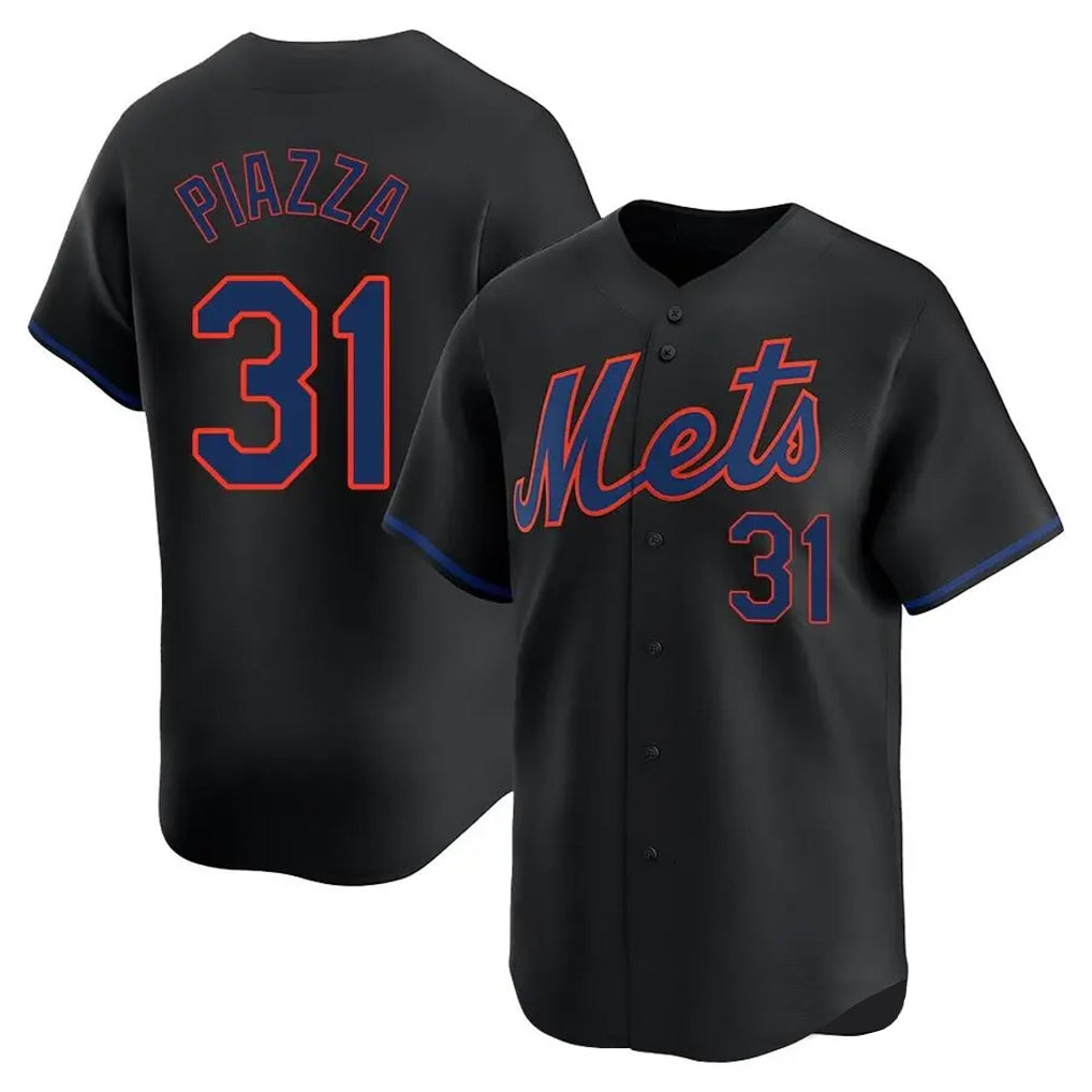 NY.Mets #31 Mike Piazza Player Black Alternate Home Limited Qdoa Stitched Jerseys