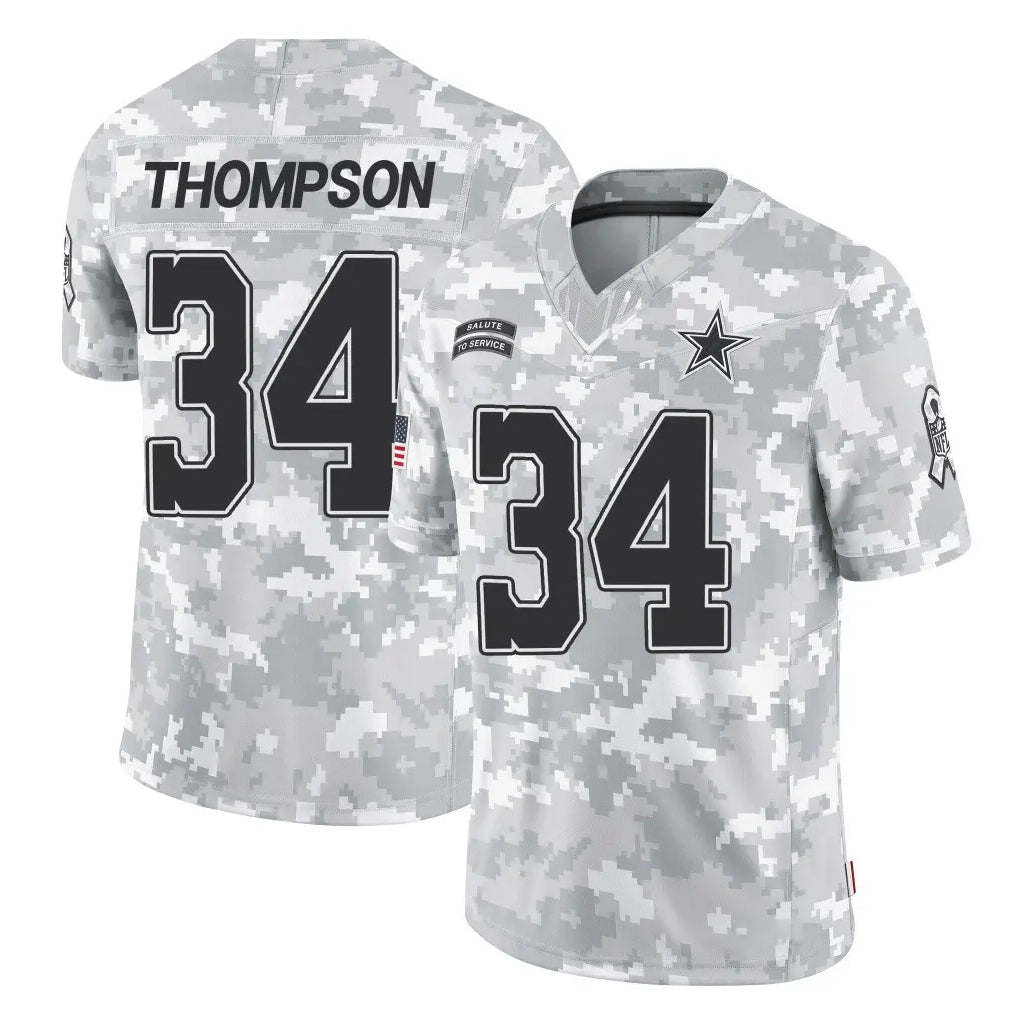 D.Cowboys #34 Jalen Thompson Player Arctic Camo Salute to Service Limited Home Game Qdoa Stitched Jerseys