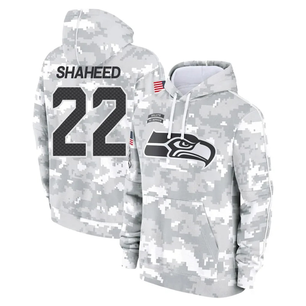 S.Seahawks #22 Rashid Shaheed Player Arctic Camo Limited Salute to Service Pullover Hoodies Game Qdoa Stitched Jerseys