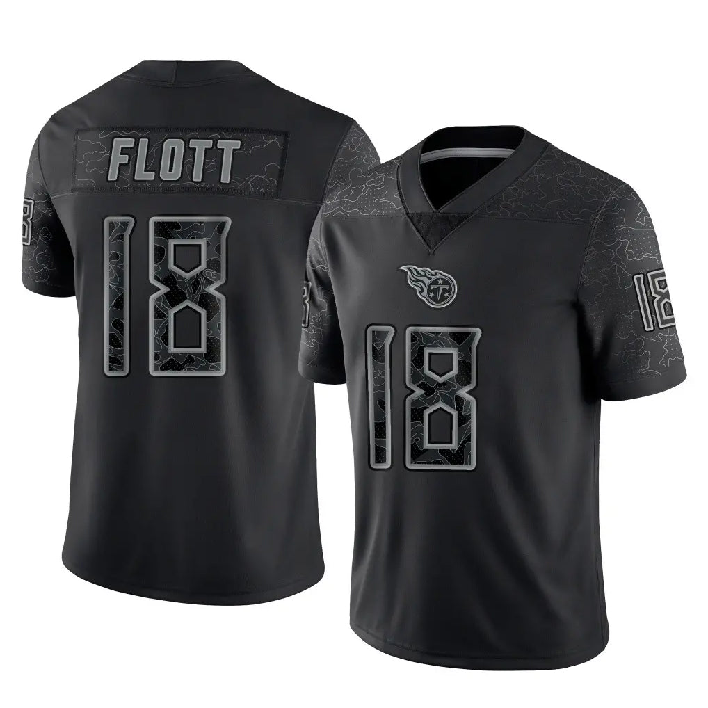T.Titans #18 Cor'Dale Flott Player Black Limited Reflective Home Game Qdoa Stitched Jerseys