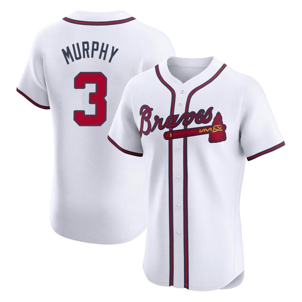 A.Braves #3 Dale Murphy Player White Limited Elite Home Game Qdoa Stitched Jerseys