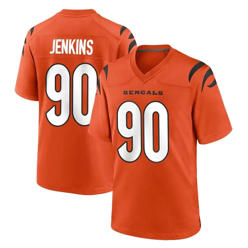 C.Bengals #90 Kris Jenkins Jr Player Orange Home Game Qdoa Stitched Jerseys