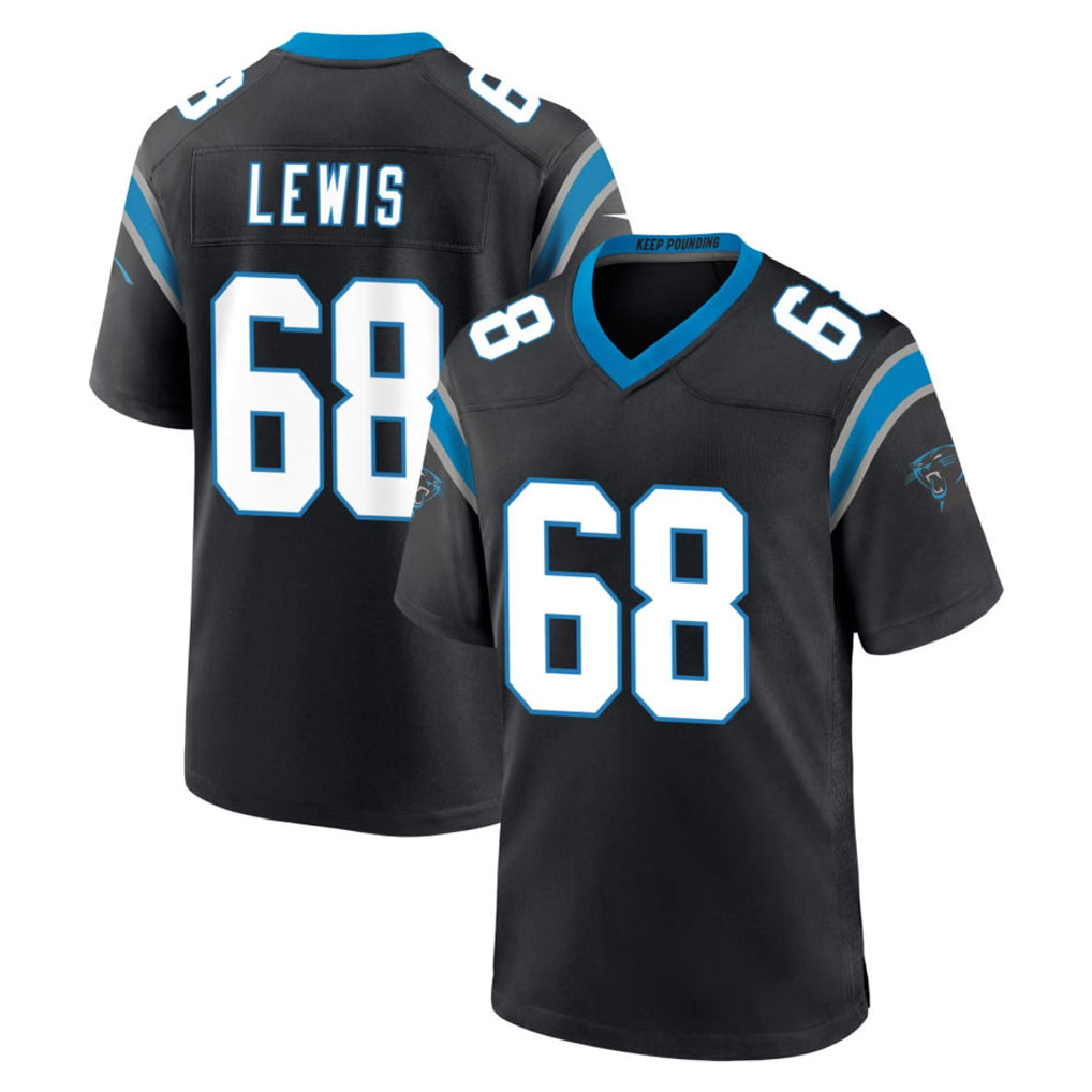 C.Panthers #68 Damien Lewis Player Black Limited Home Game Qdoa Stitched Jerseys