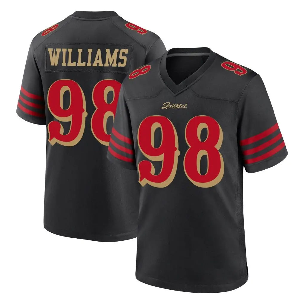 SF.49ers #98 Mykel Williams Player Black Rivalries Collection Home Game Qdoa Stitched Jerseys