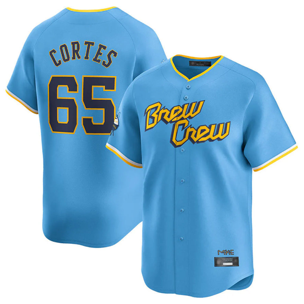 M.Brewers #65 Nestor Cortes Player Light Blue City Connect Home Limited Qdoa Stitched Jerseys