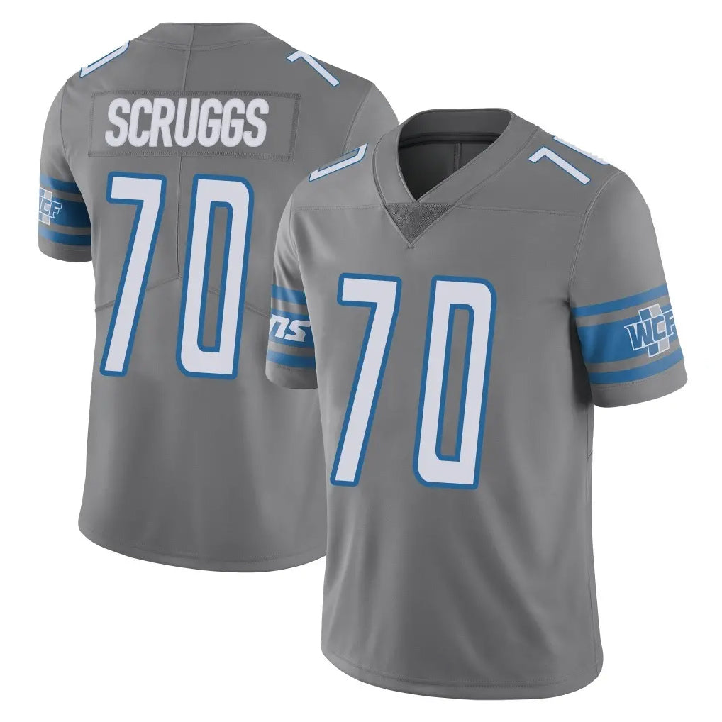 D.Lions #70 Juice Scruggs Player Gray Vapor Untouchable Limited Home Game Qdoa Stitched Jerseys