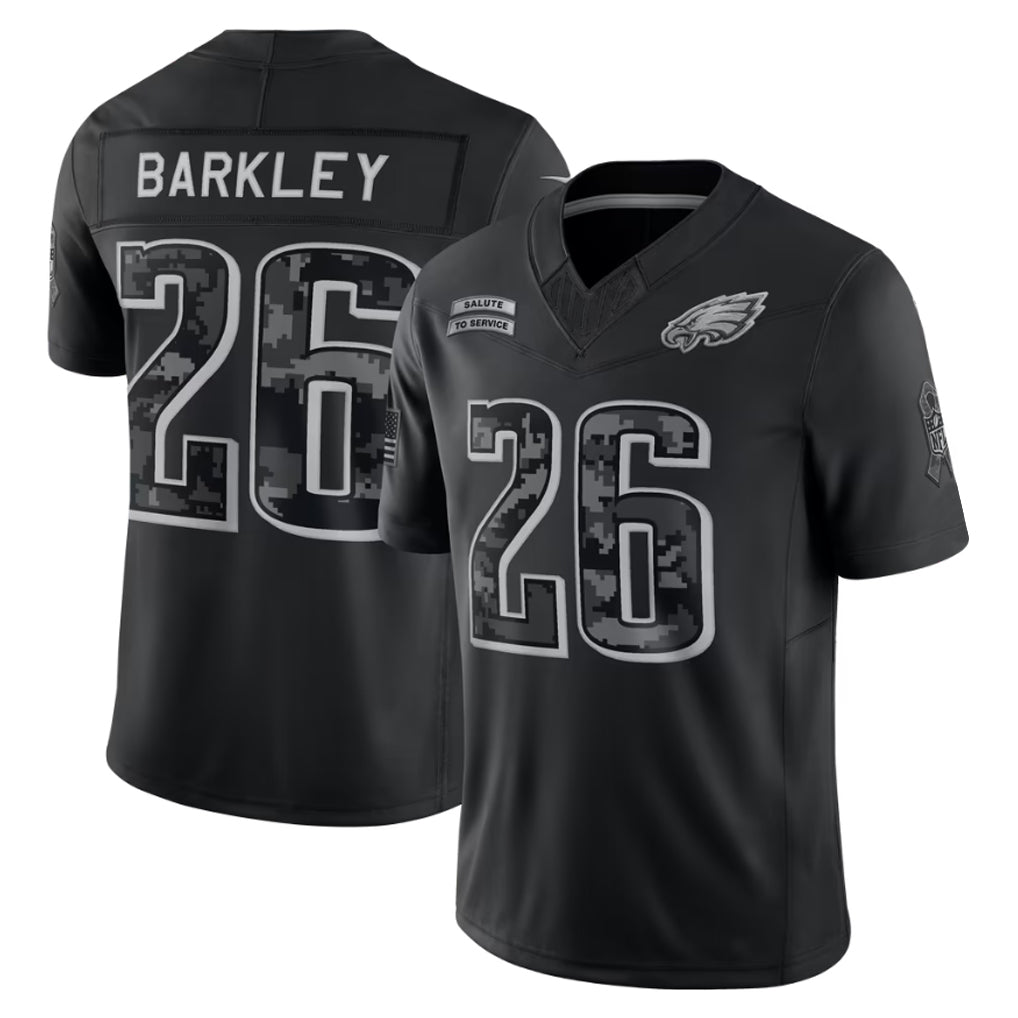 Qdoa P.Eagles #26 Saquon Barkley Player Black Limited 2026 Salute to Service Home Game Stitched Jerseys