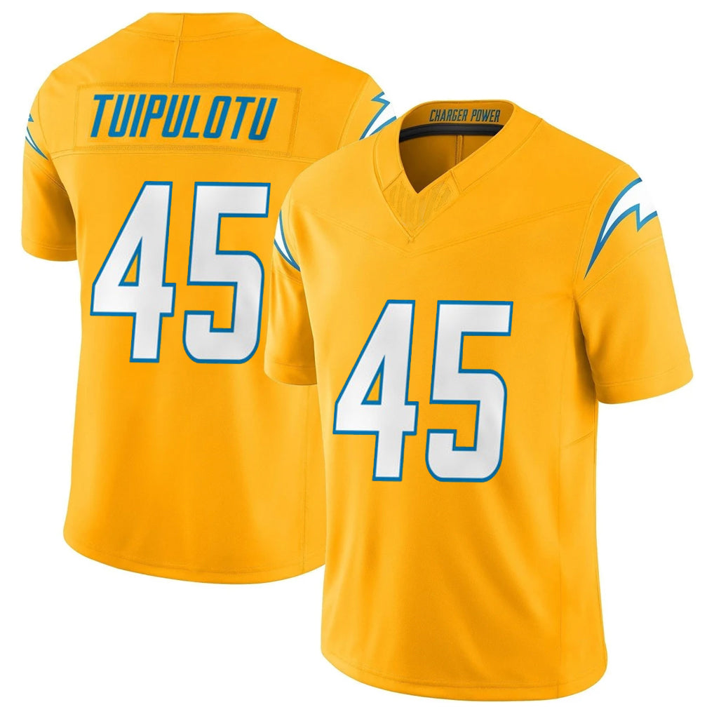 LA.Chargers #45 Tuli Tuipulotu Player Gold Limited Vapor F.U.S.E. Home Game Qdoa Stitched Jerseys