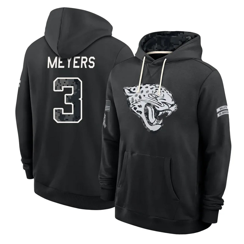 J.Jaguars #3 Jakobi Meyers Player 2026 Black Logo Pullover Hoodies Limited Game Qdoa Stitched Jerseys