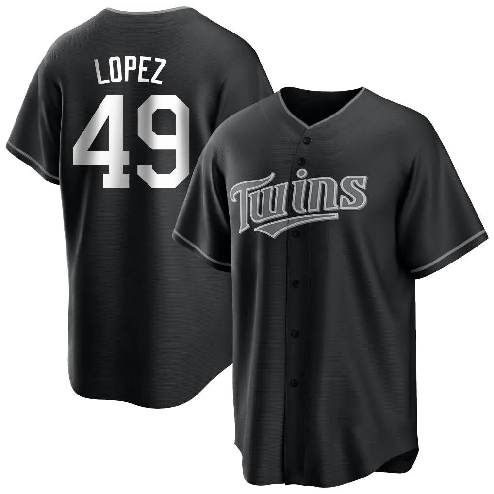 M.Twins #49 Pablo Lopez Player Black Home Game Qdoa Stitched Jerseys