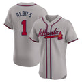 A.Braves #1 Ozzie Albies Player Gray Limited Elite Home Game Qdoa Stitched Jerseys