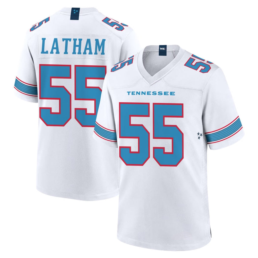 T.Titans #55 JC Latham Player White 2026 Game Home Qdoa Stitched Jerseys