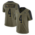 D.Cowboys #4 Dak Prescott Player Olive Salute to Service Limited Home Game Qdoa Stitched Jerseys