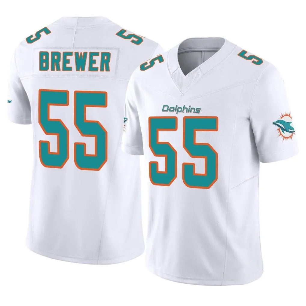M.Dolphins #55 Aaron Brewer Player White Limited Vapor F.U.S.E. Home Game Qdoa Stitched Jerseys