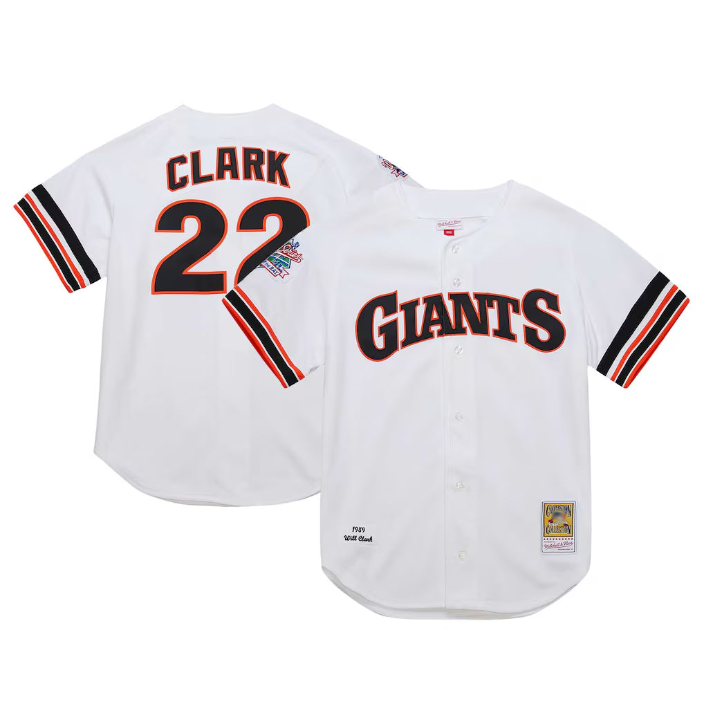 SF.Giants #22 Will Clark Player White Mitchell & Ness Cooperstown Collection 1989 Limited Qdoa Stitched Jerseys
