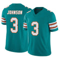 M.Dolphins #3 Chris Johnson Player Aqua Limited Alternate Vapor F.U.S.E. Home Game Qdoa Stitched Jerseys