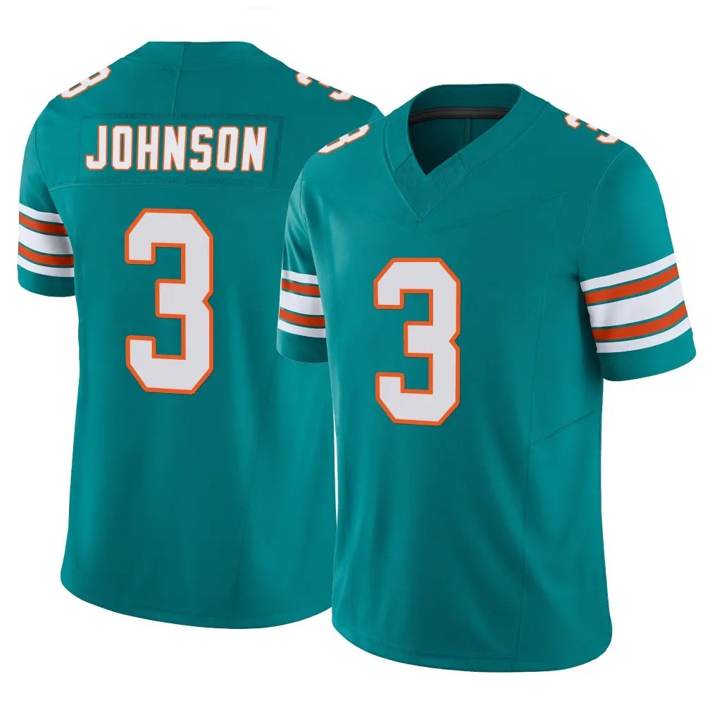 M.Dolphins #3 Chris Johnson Player Aqua Limited Alternate Vapor F.U.S.E. Home Game Qdoa Stitched Jerseys