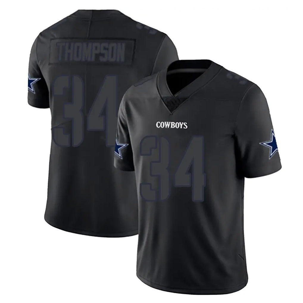 D.Cowboys #34 Jalen Thompson Player Black Impact Limited Home Game Qdoa Stitched Jerseys