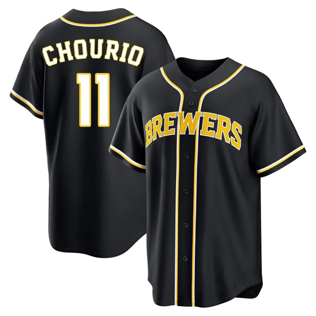 M.Brewers #11 Jackson Chourio Player Black Fashion Out Home Game Qdoa Stitched Jerseys