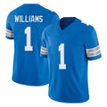 D.Lions #1 Jameson Williams Player Blue Limited Vapor F.U.S.E. Alternate Home Game Qdoa Stitched Jerseys