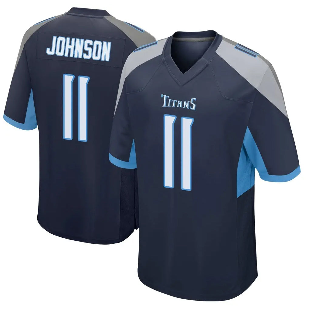 T.Titans #11 Jermaine Johnson II Player Navy Home Game Qdoa Stitched Jerseys