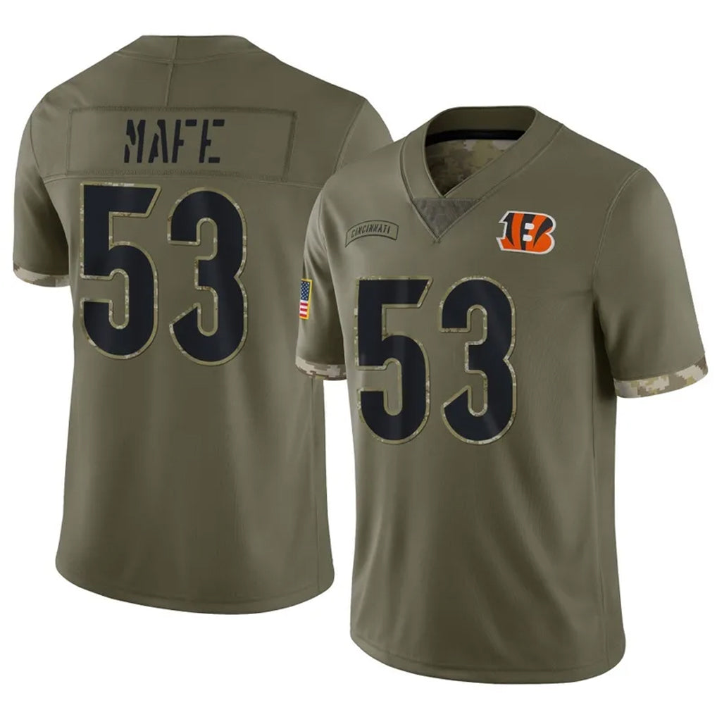 C.Bengals #53 Boye Mafe Player Olive Salute to Service Limited Game Qdoa Stitched Jerseys