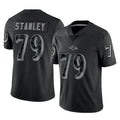 B.Ravens #79 Ronnie Stanley Player Black REFLECTIVE Limited Qdoa Stitched Jerseys