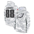 P.Eagles #88 Dallas Goedert Player Arctic Camo Salute to Service Pullover Hoodies Limited Game Qdoa Stitched Jerseys