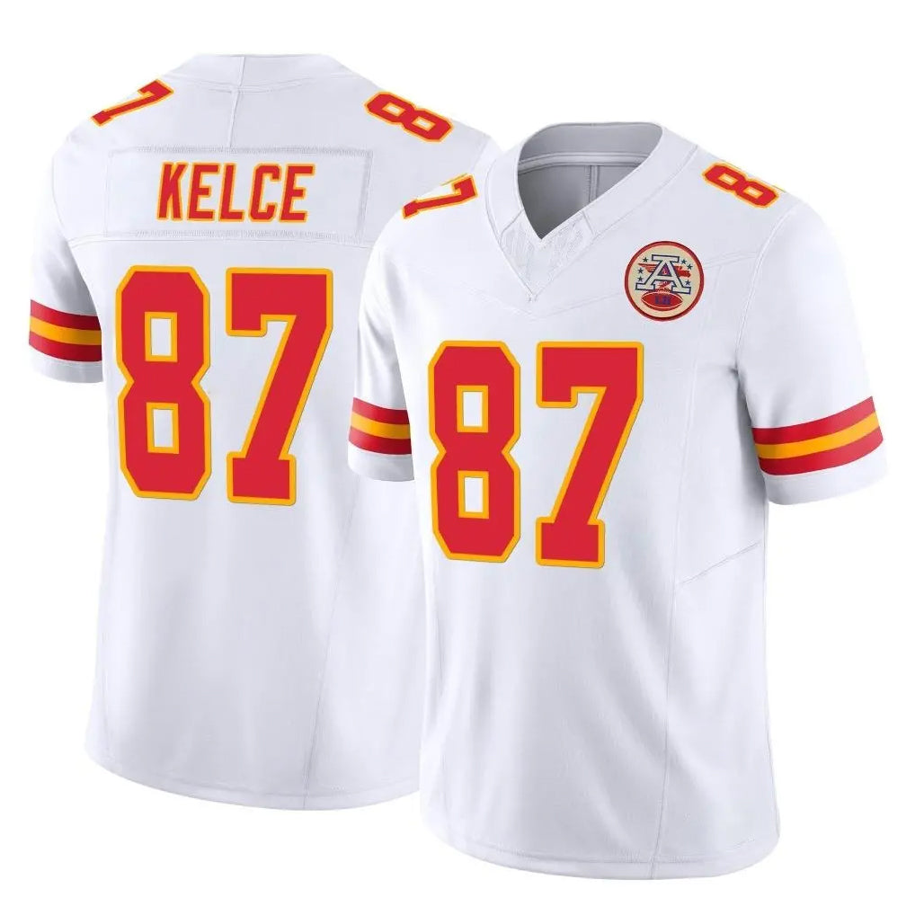 KC.Chiefs #87 Travis Kelce Player White Limited Vapor F.U.S.E. Home Game Qdoa Stitched Jerseys