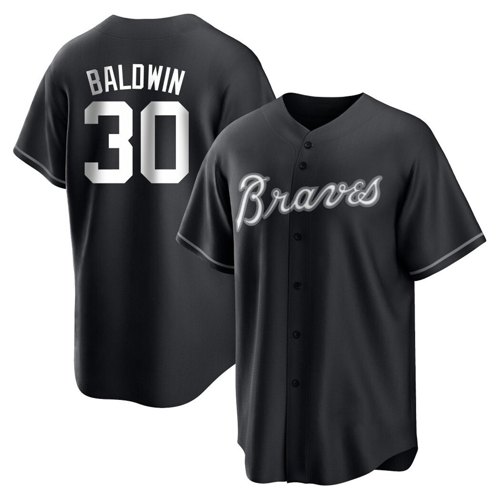 A.Braves #30 Drake Baldwin Player Black Home Game Qdoa Stitched Jerseys