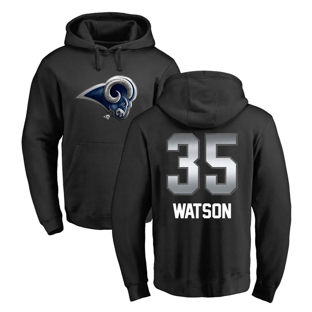 LA.Rams #35 Jaylen Watson Player Black Pullover Hoodie Limited Game Qdoa Stitched Jerseys