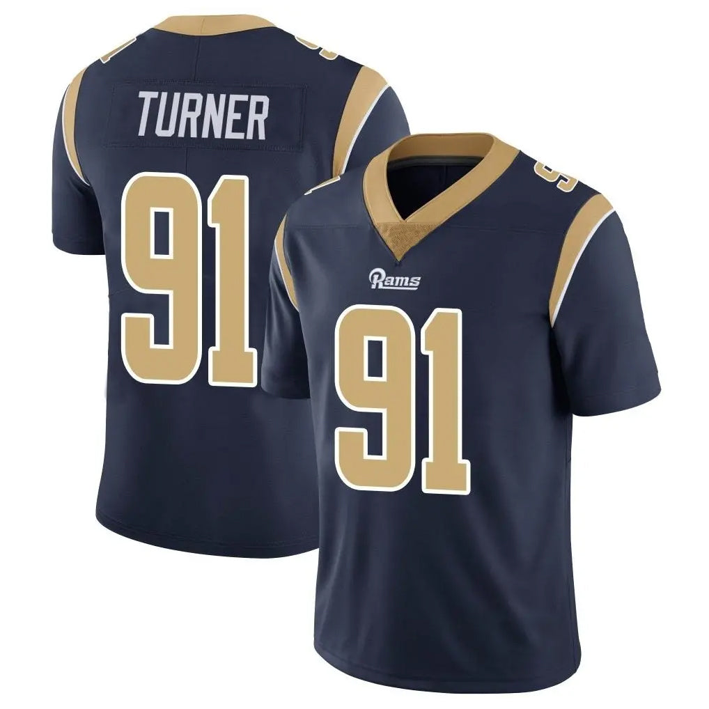 LA.Rams #91 Kobie Turner Player Navy Limited Vapor Untouchable Home Game Qdoa Stitched Jerseys