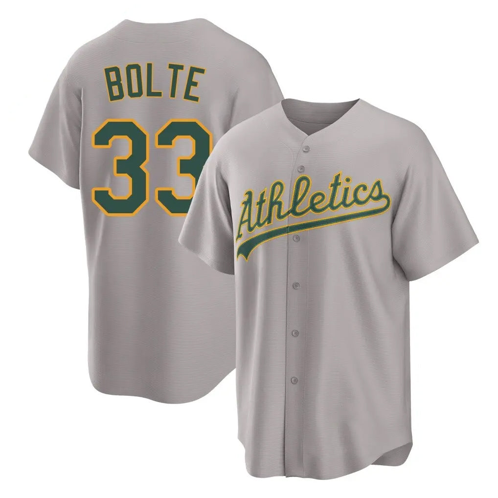 Athletics #33 Henry Bolte Player Gray Home Game Qdoa Stitched Jerseys