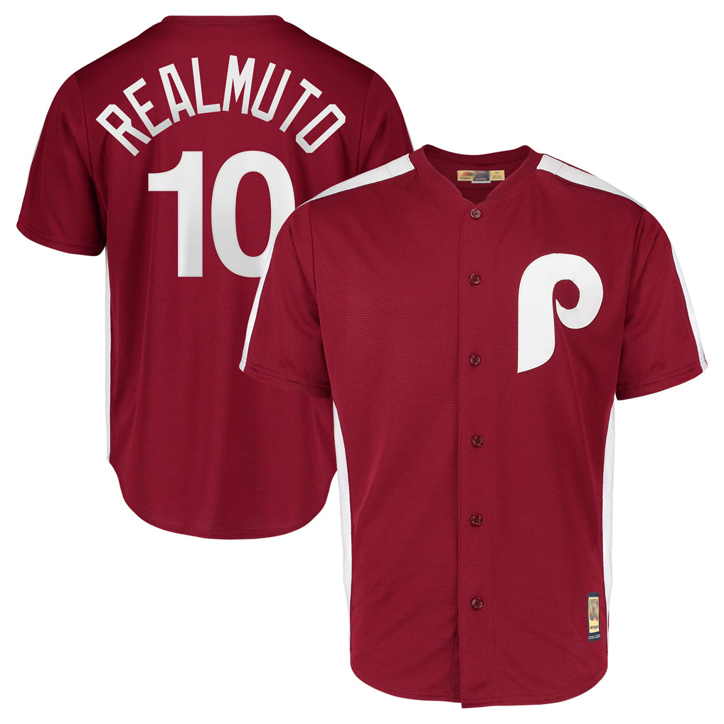P.Phillies #10 J.T. Realmuto Player Red Cooperstown Collection Limited Home Qdoa Stitched Jerseys