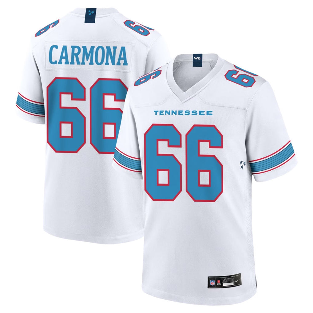 T.Titans #66 Fernando Carmona Jr. Player White 2026 Game Home Qdoa Stitched Jerseys