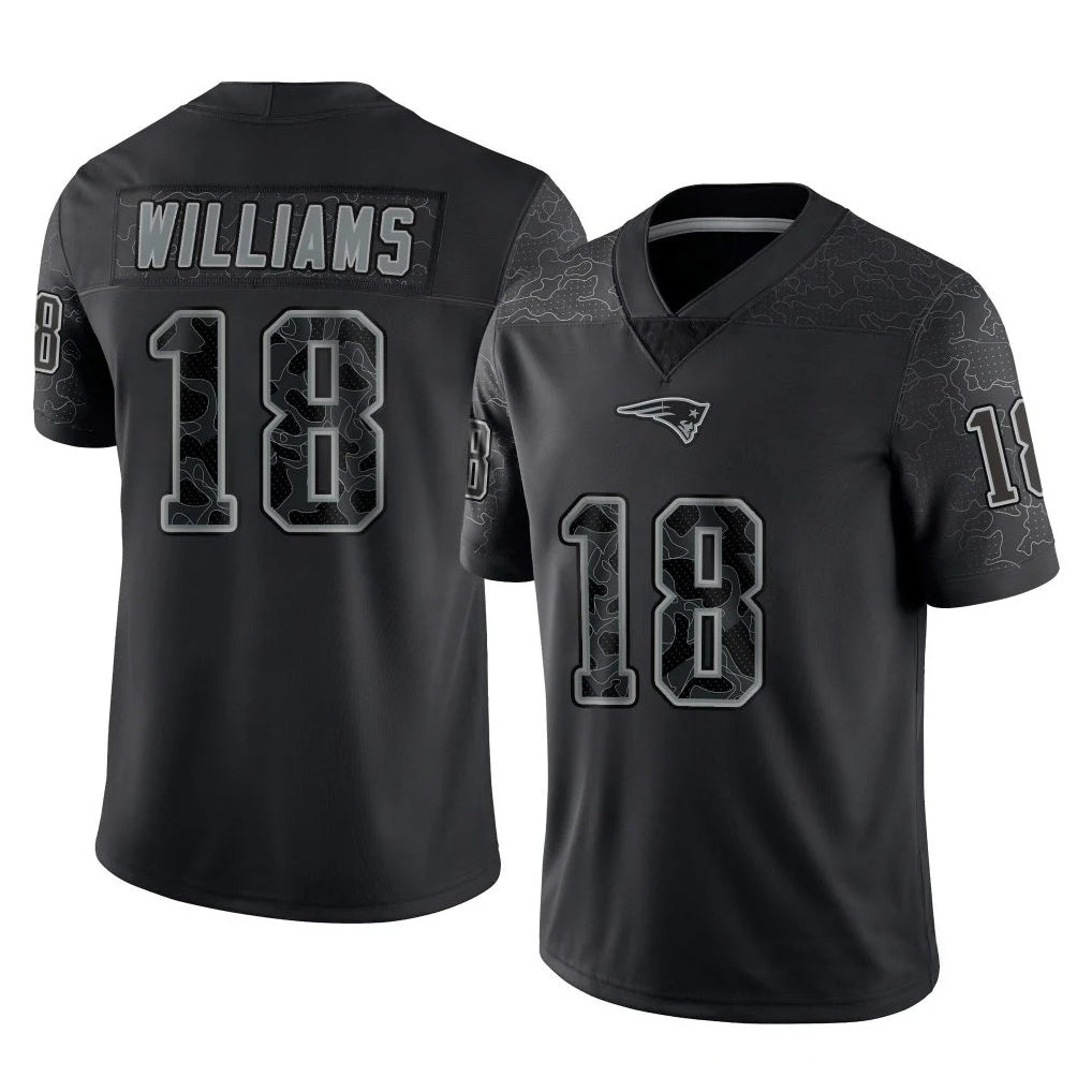 NE.Patriots #18 Kyle Williams Player Black Reflective LImited Home Game Qdoa Stitched Jerseys