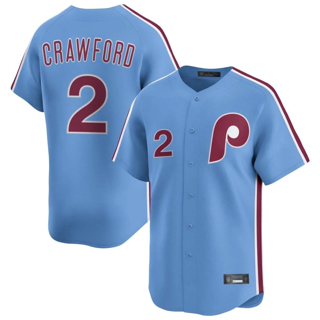 P.Phillies #2 Justin Crawford Player Light Blue Home Limited Qdoa Stitched Jerseys