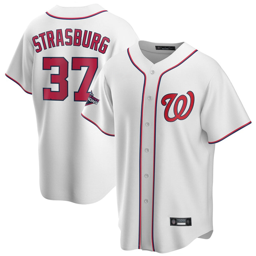 W.Nationals #37 Stephen Strasburg Player White Game Qdoa Stitched Jerseys