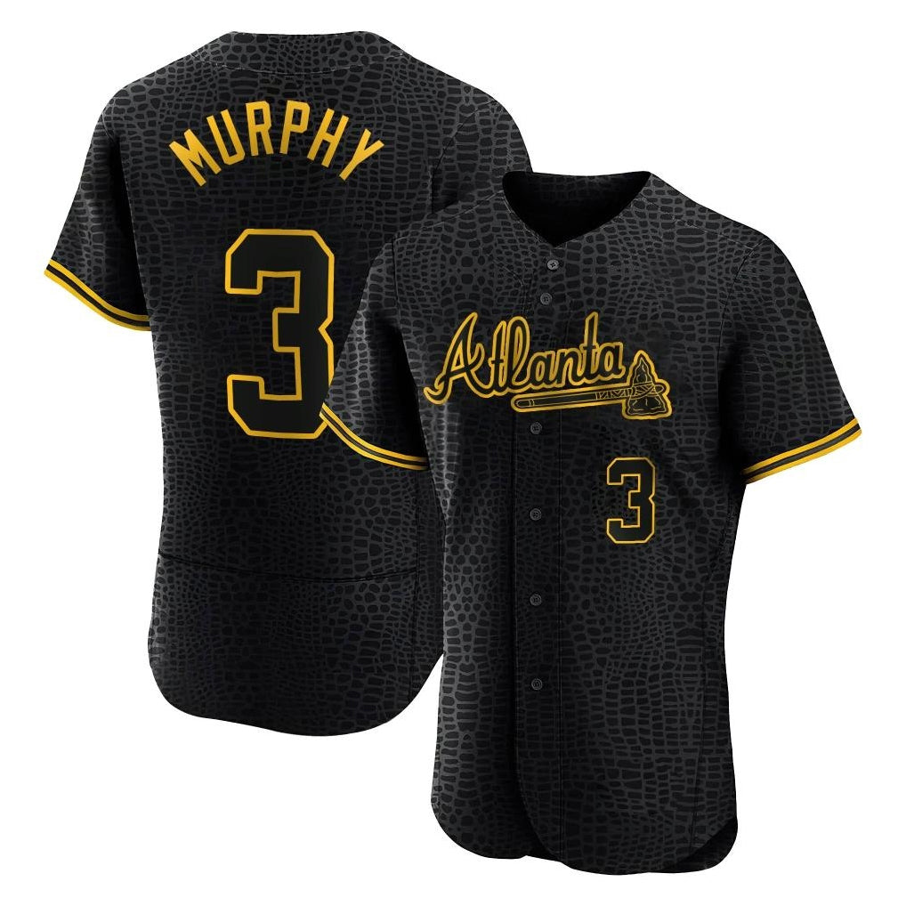 A.Braves #3 Dale Murphy Player Black Snake Skin City Limited Elite Home Game Qdoa Stitched Jerseys