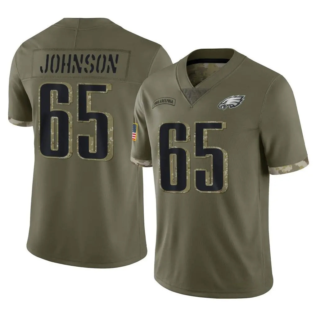P.Eagles #65 Lane Johnson Player Olive Salute To Service Limited Qdoa Stitched Jerseys