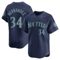 S.Mariners #34 Felix Hernandez Player Navy Home Limited Qdoa Stitched Jerseys