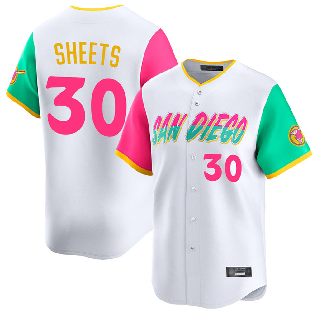 S.Diego Padres #30 Gavin Sheets Player White City Connect Home Limited Qdoa Stitched Jerseys