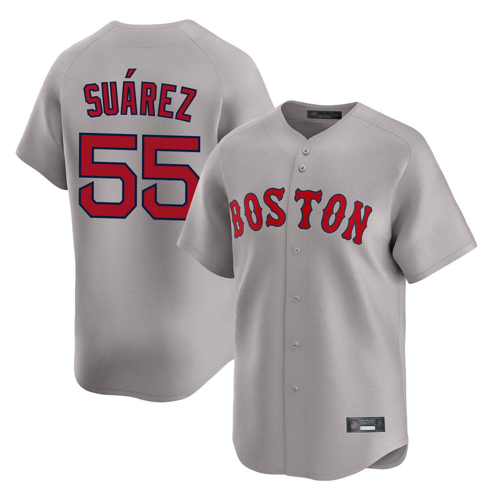 B.Red Sox #55 Ranger Su¨¢rez Player Gray Road Limited Home Game Qdoa Stitched Jerseys