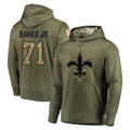 NO.Saints #71 Kelvin Banks Jr. Player Olive Salute to Service Pullover Hoodies Home Game Qdoa Stitched Jerseys