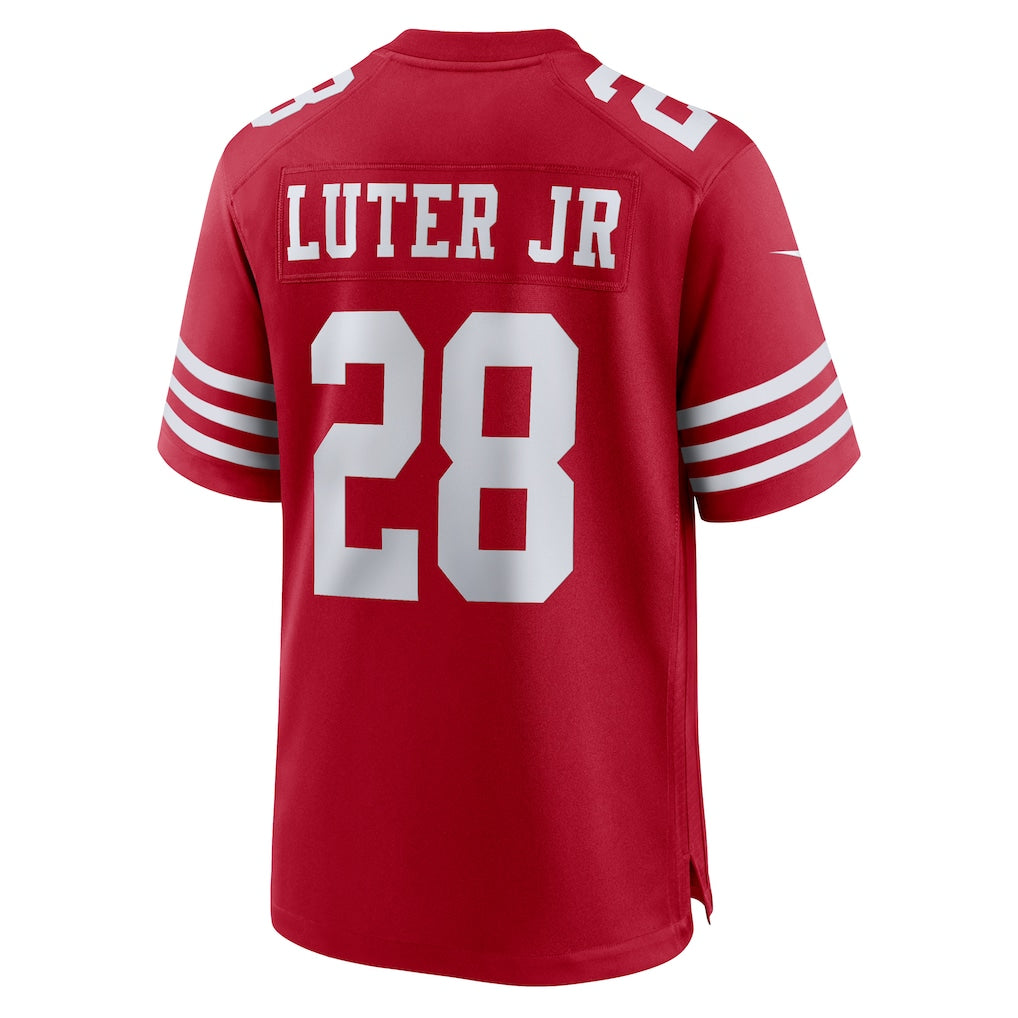 Qdoa SF.49ers #28 Darrell Luter Jr. Scarlet Game Jersey