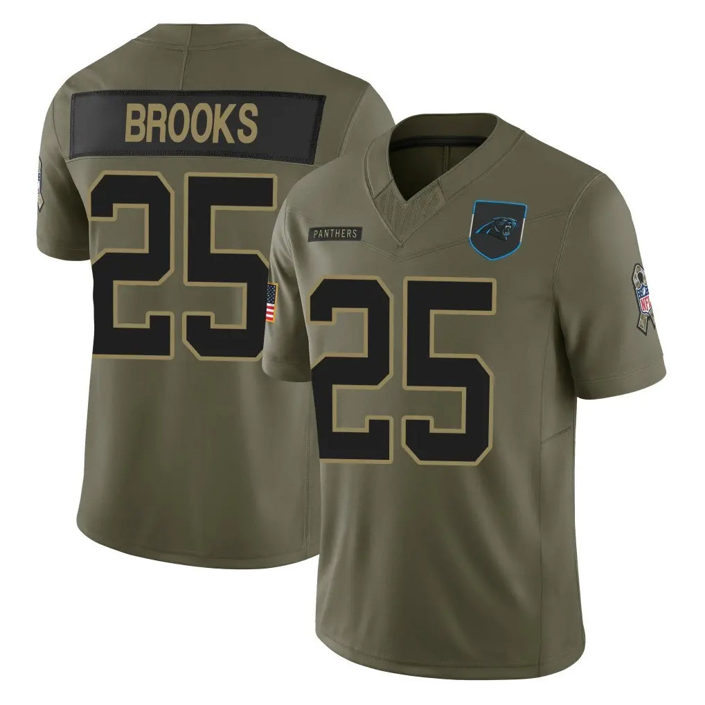 C.Panthers #25 Jonathon Brooks Player Olive 2025 Salute to Service Limited Game Qdoa Stitched Jerseys