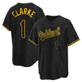 Athletics #1 Denzel Clarke Player Black Snake Skin City Home Game Qdoa Stitched Jerseys