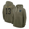 C.Panthers #13 John Metchie III Player Olive Salute to Service Hoodies Game Qdoa Stitched Jerseys