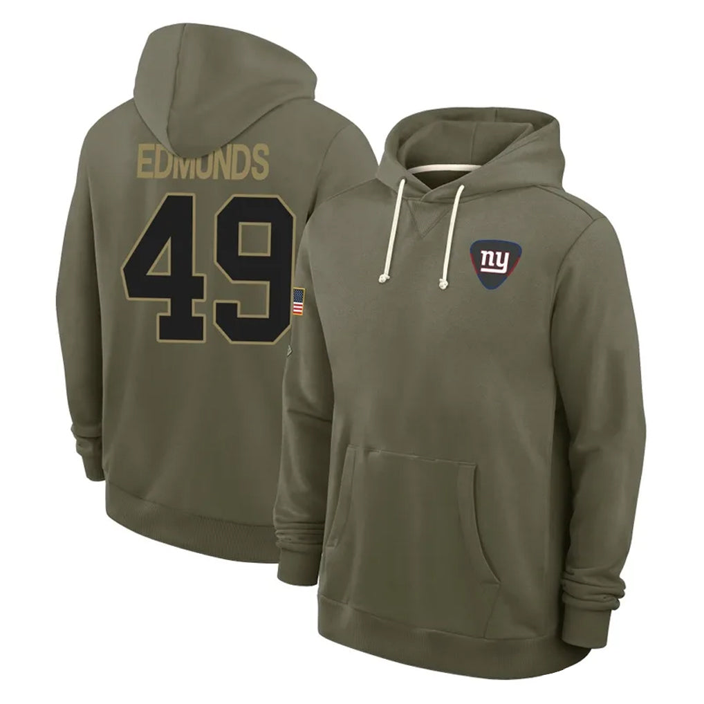 NY.Giants #49 Tremaine Edmunds Player Olive Salute to Service Pullover Hoodies Limited Qdoa Stitched Jerseys
